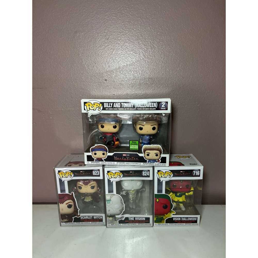 Funko Pop WandaVision Set Billy Tommy Halloween Scarlet Witch Vision 823 824 716